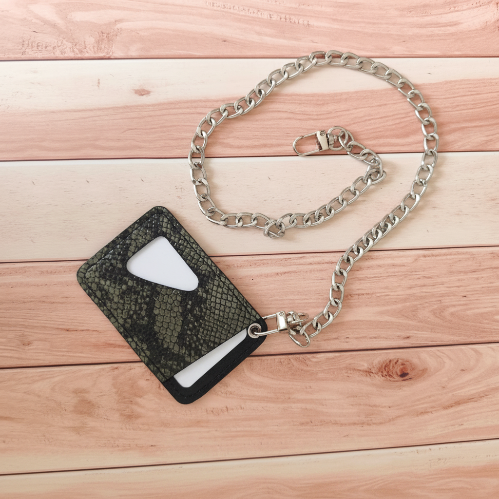 Porte-Badge en Cuir Reptile