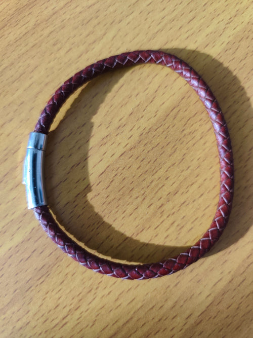 Bracelet Jonc Tressé Cognac