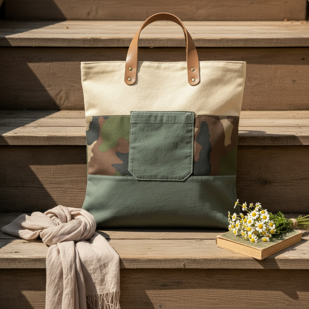 Tote bag avec anses légèrement allongées